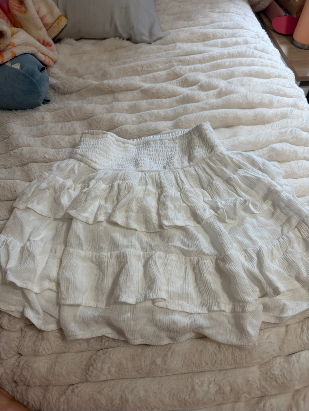 Hollister White Tiered Ruffle Skater Skirt